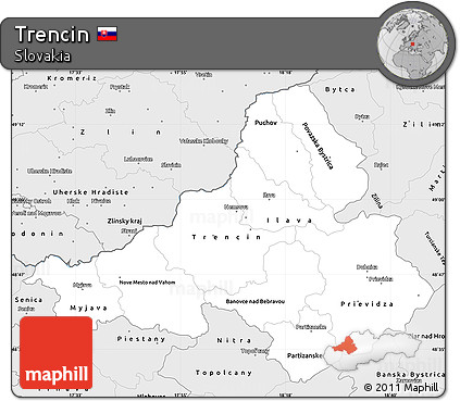 Silver Style Simple Map of Trencin