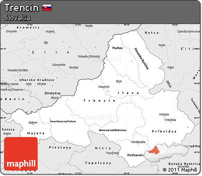 Silver Style Simple Map of Trencin