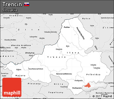 Silver Style Simple Map of Trencin