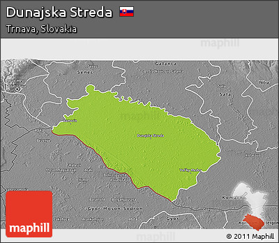 Physical 3D Map of Dunajska Streda, desaturated