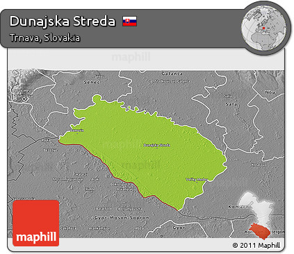 Physical 3D Map of Dunajska Streda, desaturated