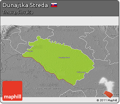 Physical 3D Map of Dunajska Streda, desaturated