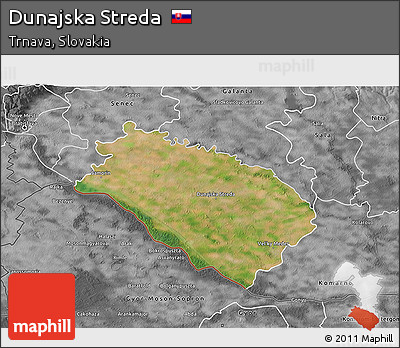 Satellite 3D Map of Dunajska Streda, desaturated