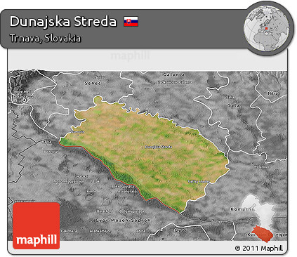 Satellite 3D Map of Dunajska Streda, desaturated