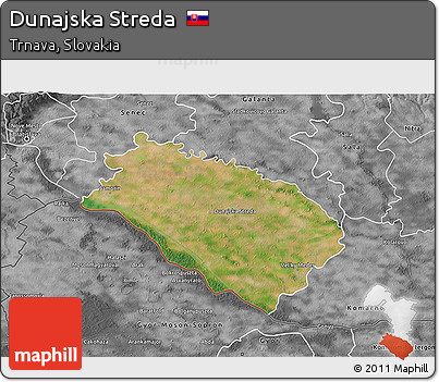 Satellite 3D Map of Dunajska Streda, desaturated