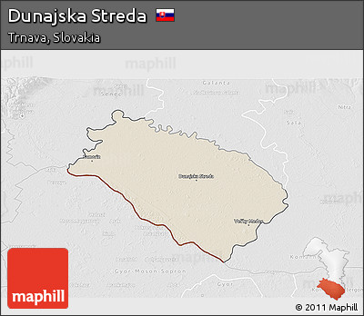 Shaded Relief 3D Map of Dunajska Streda, lighten, desaturated