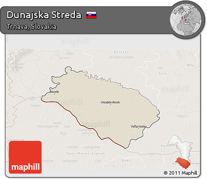 Shaded Relief 3D Map of Dunajska Streda, lighten