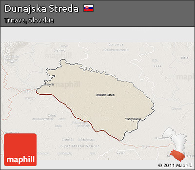 Shaded Relief 3D Map of Dunajska Streda, lighten