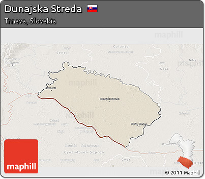 Shaded Relief 3D Map of Dunajska Streda, lighten