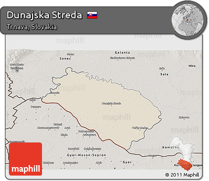 Shaded Relief 3D Map of Dunajska Streda, semi-desaturated