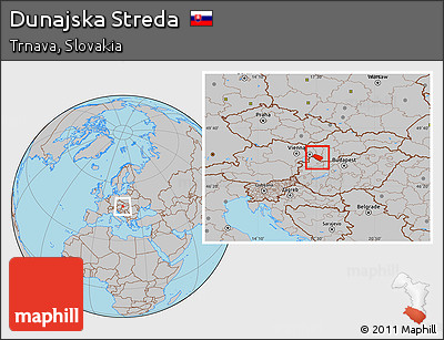 Gray Location Map of Dunajska Streda