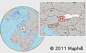 Gray Location Map of Dunajska Streda, highlighted country, highlighted parent region