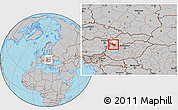 Gray Location Map of Dunajska Streda, highlighted parent region, within the entire country