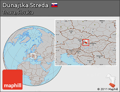Gray Location Map of Dunajska Streda, highlighted parent region