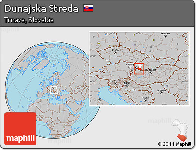 Gray Location Map of Dunajska Streda, highlighted parent region