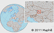 Gray Location Map of Dunajska Streda, highlighted parent region