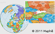 Political Location Map of Dunajska Streda, highlighted country, highlighted parent region, within the entire country