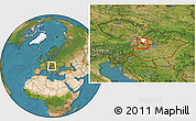 Satellite Location Map of Dunajska Streda, highlighted parent region