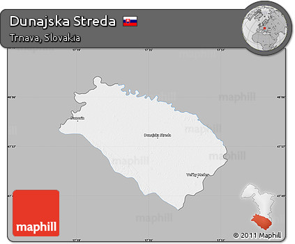 Gray Map of Dunajska Streda, single color outside