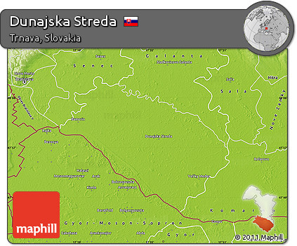 Physical Map of Dunajska Streda