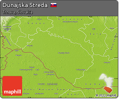Physical Map of Dunajska Streda