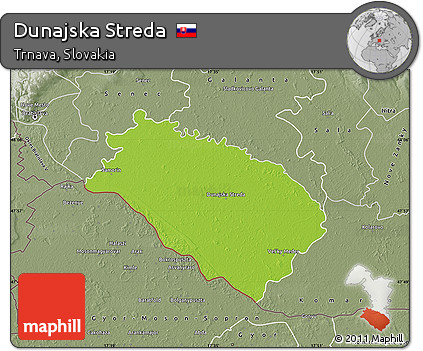 Physical Map of Dunajska Streda, semi-desaturated