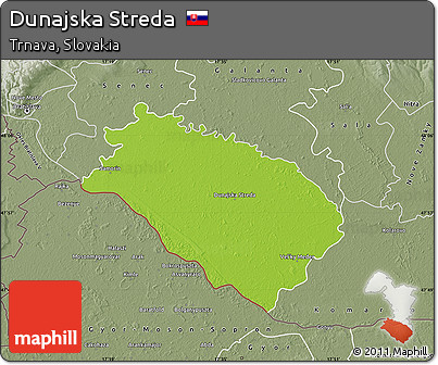 Physical Map of Dunajska Streda, semi-desaturated