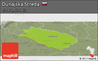 Physical Panoramic Map of Dunajska Streda, semi-desaturated