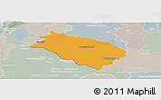 Political Panoramic Map of Dunajska Streda, lighten, semi-desaturated