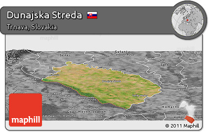Satellite Panoramic Map of Dunajska Streda, desaturated