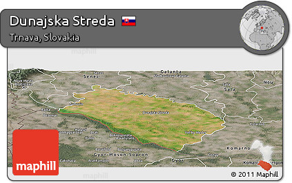 Satellite Panoramic Map of Dunajska Streda, semi-desaturated