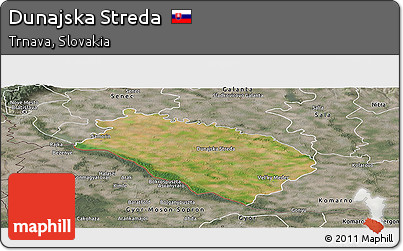 Satellite Panoramic Map of Dunajska Streda, semi-desaturated
