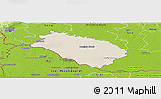 Shaded Relief Panoramic Map of Dunajska Streda, physical outside