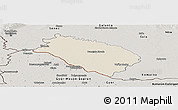 Shaded Relief Panoramic Map of Dunajska Streda, semi-desaturated