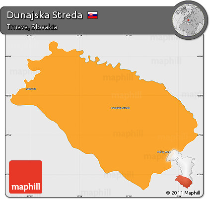 Political Simple Map of Dunajska Streda, single color outside