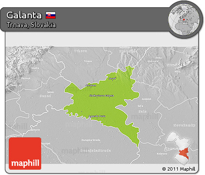 Physical 3D Map of Galanta, lighten, desaturated