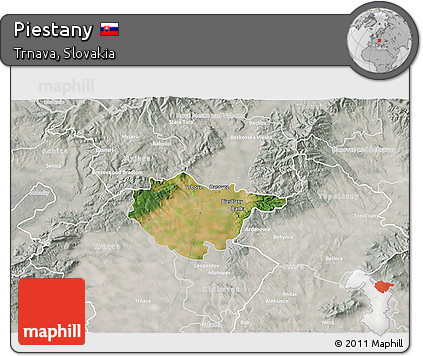 Satellite 3D Map of Piestany, lighten, semi-desaturated