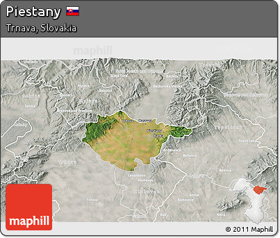 Satellite 3D Map of Piestany, lighten, semi-desaturated