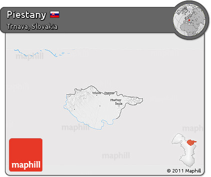 Silver Style 3D Map of Piestany, single color outside