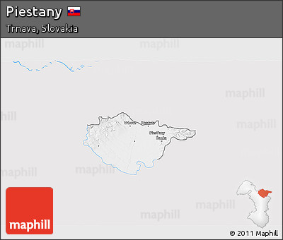 Silver Style 3D Map of Piestany, single color outside