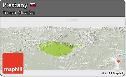 Physical Panoramic Map of Piestany, lighten, semi-desaturated