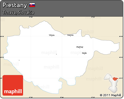 Classic Style Simple Map of Piestany, single color outside