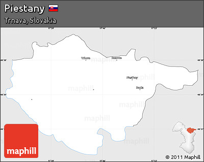 Silver Style Simple Map of Piestany, single color outside