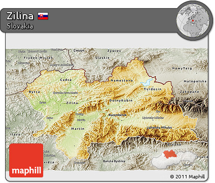 Physical 3D Map of Zilina, semi-desaturated