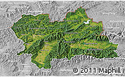 Satellite 3D Map of Zilina, lighten, desaturated