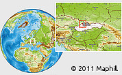 Physical Location Map of Bytca, highlighted country, highlighted parent region, within the entire country