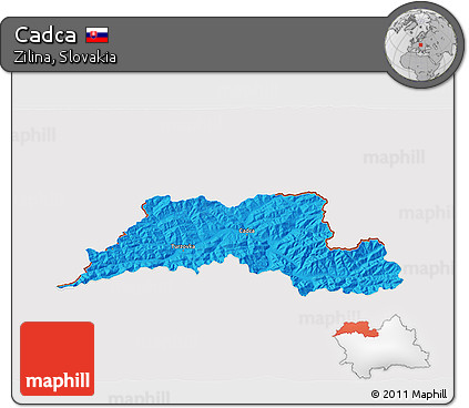 Political 3D Map of Cadca, cropped outside