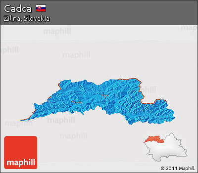Political 3D Map of Cadca, cropped outside