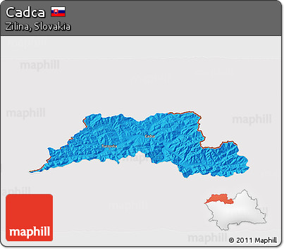 Political 3D Map of Cadca, cropped outside