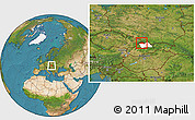 Satellite Location Map of Cadca, highlighted parent region